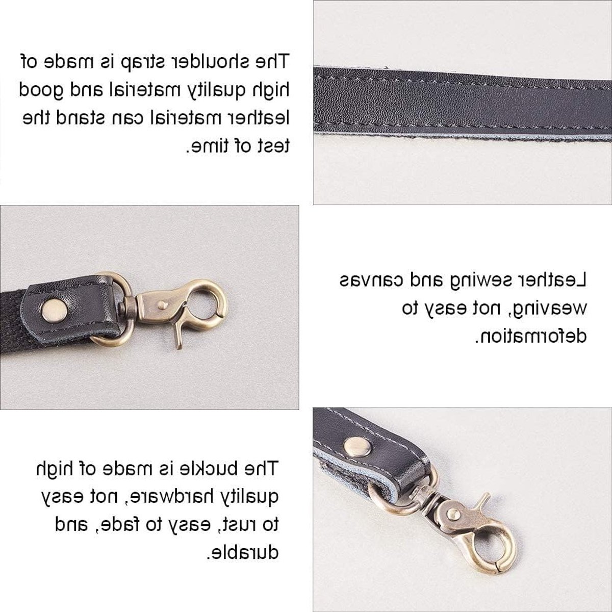 Set van 2 vervangende handvatten van 58 cm voor handtassen en schoudertassen met stevige karabijnhaken en luxe leerafwerking