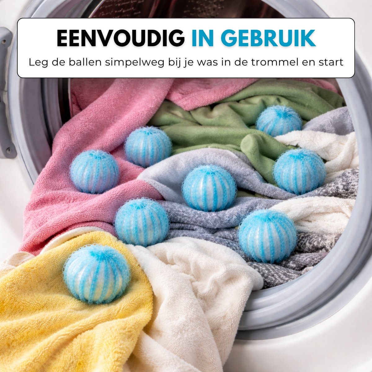 Boncy® Drogerballen 8 stuks Blauw - Droger Ballen Haarverwijderaar voor Wasdrogers & Wasmachine - Haarvanger Wasbollen - Anti Haar Droogballen - Wasdrogerballen - Wasballen Pluizenverwijderaar Huisdieren Wasmachine Pluis Wasbol — afbeelding 3