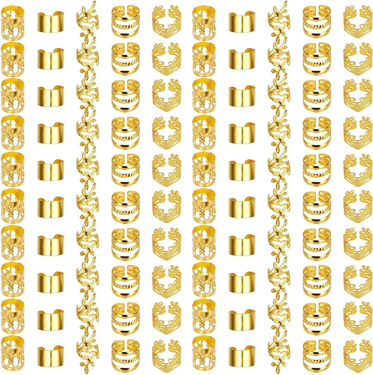 Premium Gouden Haarjuwelen: Haaraccessoires voor Vlechten, Dreadlocks en Sierlijke Clips - 100 Stuks Dreadlock Decoratie