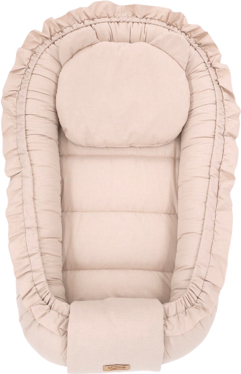 Bol.com Babynestje - FRILL - Babynest SET met kussen - Beige aanbieding
