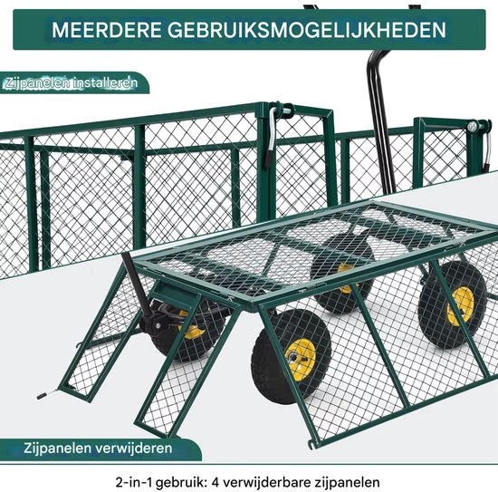 Bolderkar - Stalen Tuinwagen - Opvouwbaar - 180° Draaibare Handgreep - Max 250KG van Merkloos — afbeelding 4