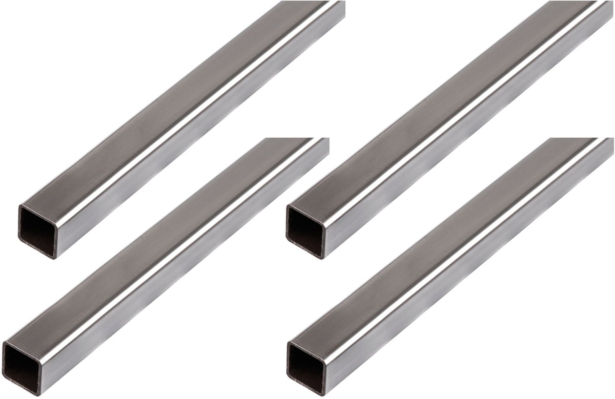 Alberts 4 x vierkante buis, blank staal, 16 x 16 x 1 mm, lengte 2 m