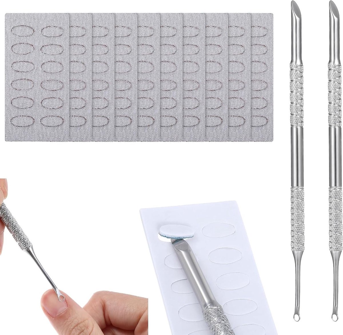 Set van 2 Nagelriem Sliders met 12000 Stuks Schuurpapier, RVS Nagelriem Verwijderaar voor Manicure en Kunstnagels