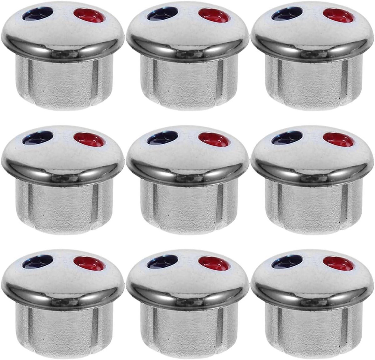Kraan Handgreep Covers - Temperatuur Indicatoren Knoppen - Kraan Gebruik Verbeteren - Duidelijke Warm Koud Markering - 9x9x6 mm - Zilver