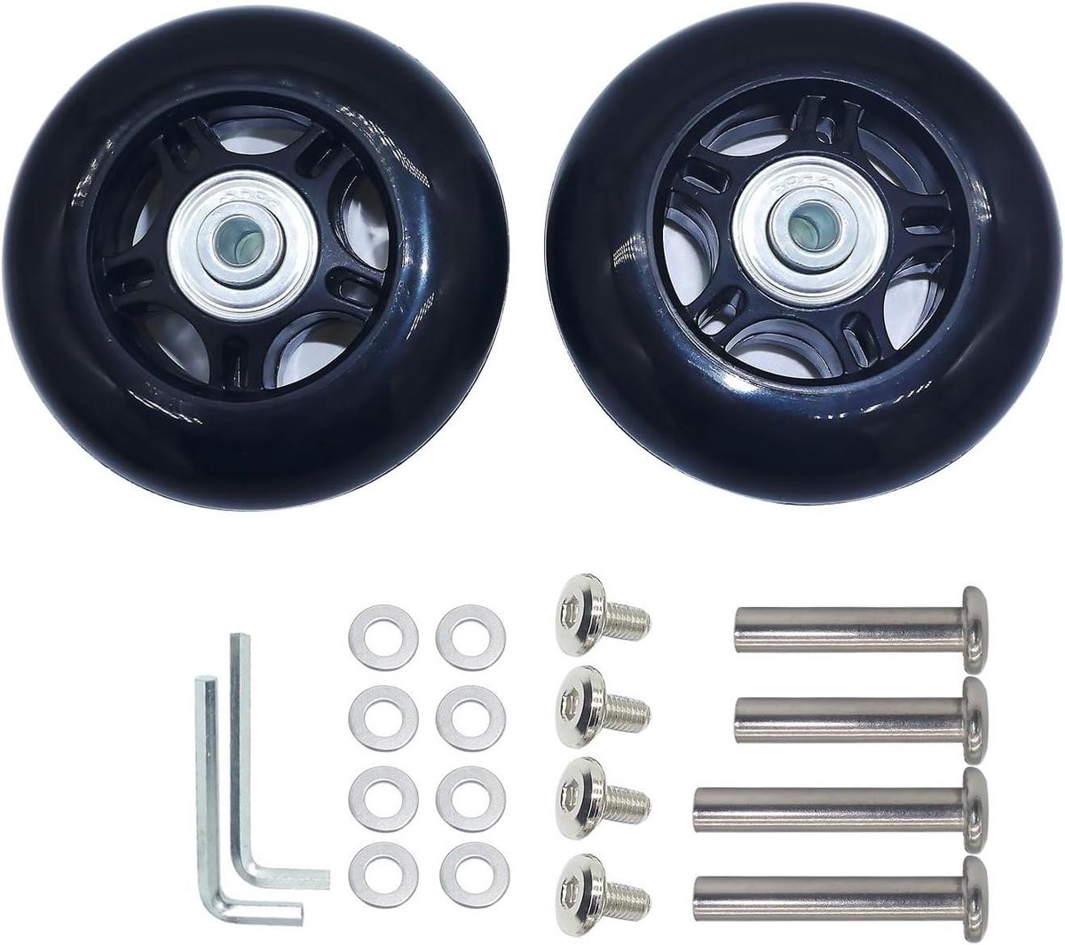 Bagage Koffer Wielen - Vervanging Wielen Kit - Koffer Reparatie - Slijtvast Inline Skate - 75mm x 24mm - Zwart