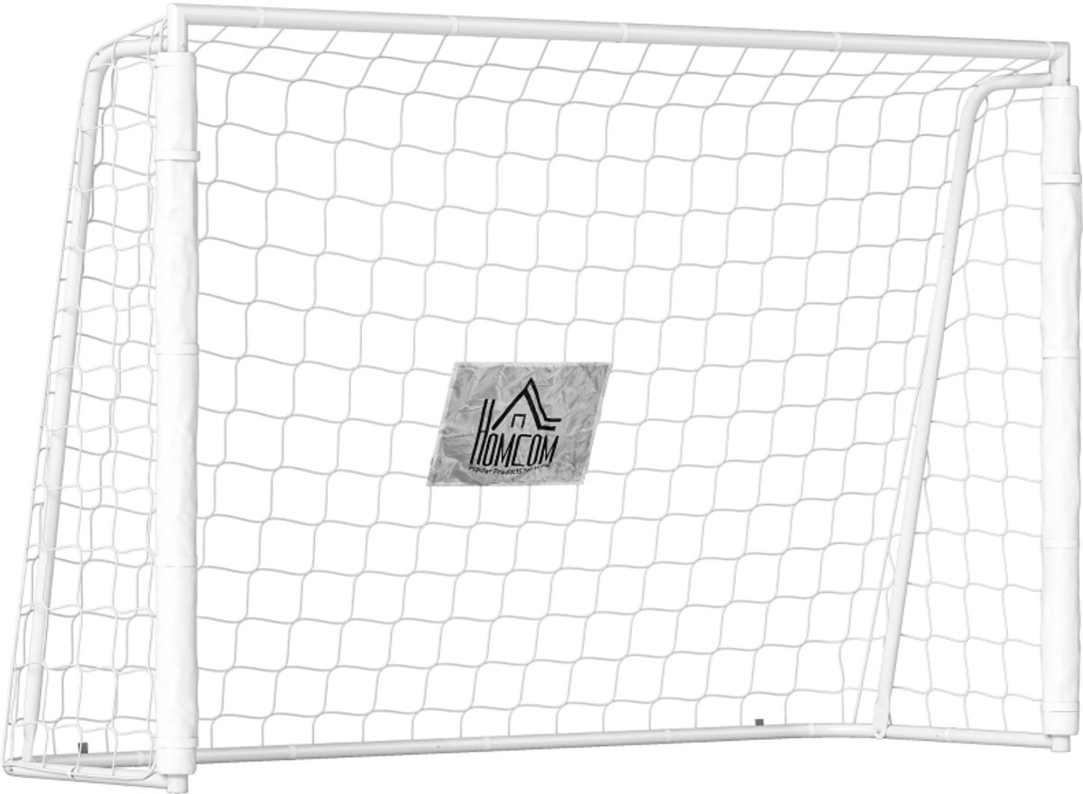 Voetbaldoel voor Kinderen – Met Zielmarkering en Stootdempende Hoezen – 186 x 123 cm / 73,2 x 48,4 inch – Wit