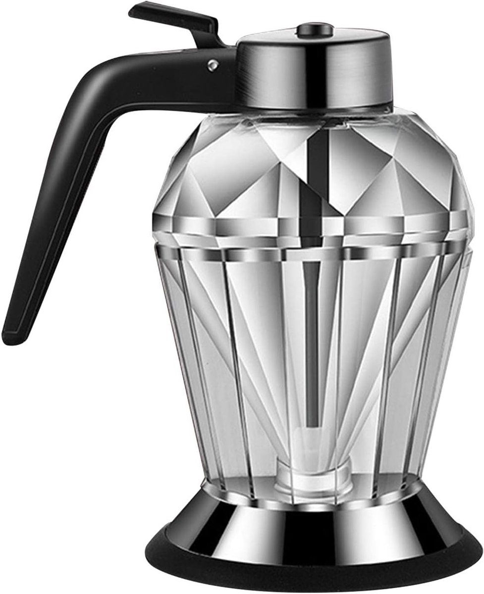 Transparante honingdispenser met standaard en onderzetter, 200ml glazen honingfles voor honing en siroop, ideaal voor keuken en tafelgebruik