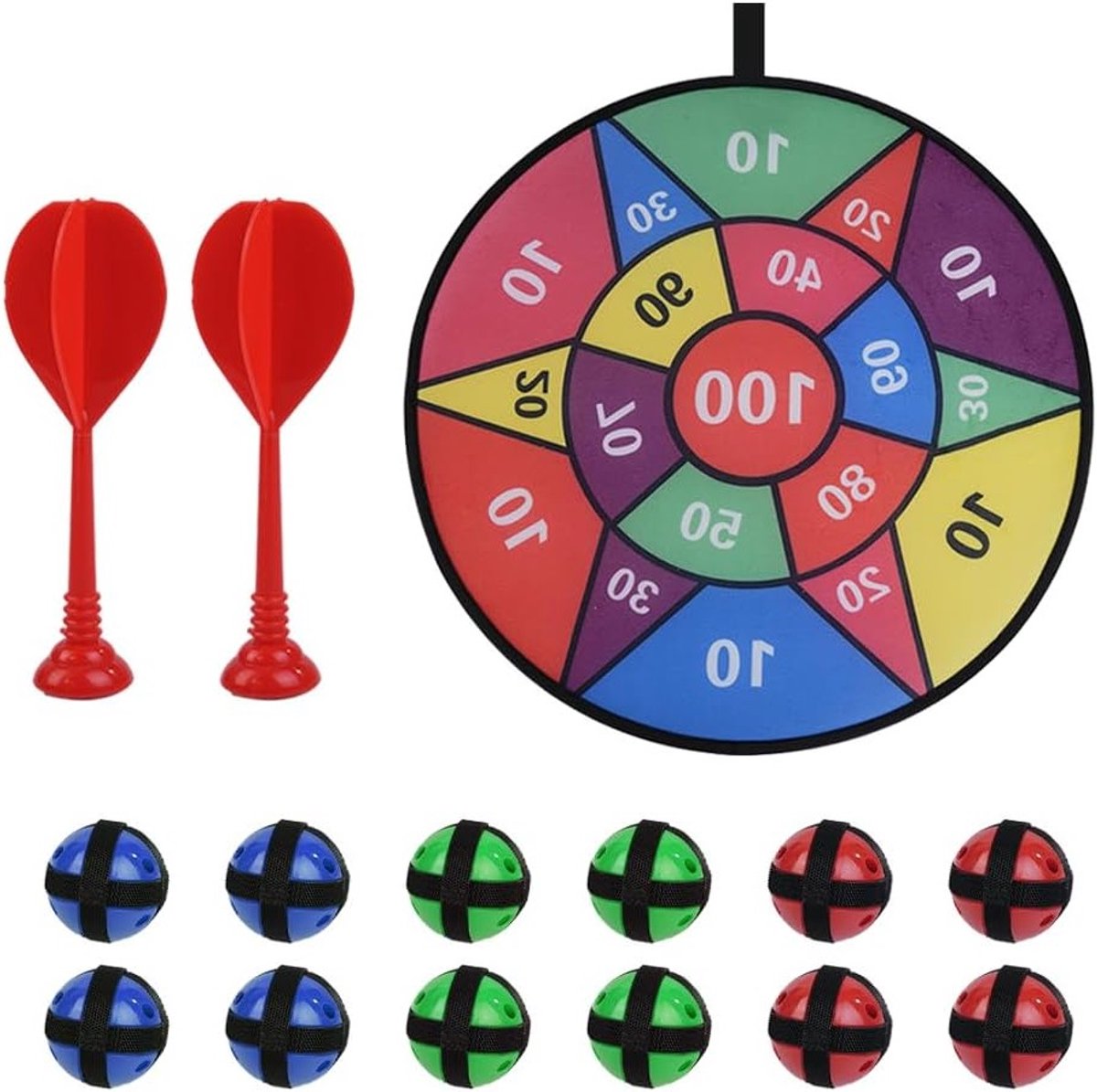 Dartbord Set 100 Punten, 48 cm Vouwbaar Dartbord voor Binnen en Buiten, Perfect voor Feestjes en Spelletjes