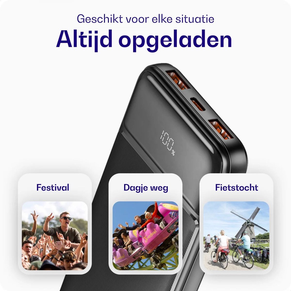 Buddi Boost - 10.000 mAh Powerbank - Reisformaat - LED Display - USB-A - USB-C Snelladen - Universele Draagbare Oplader voor Telefoon & Tablet - Noodpakket - Ideaal voor Handbagage - Zwart – foto 4