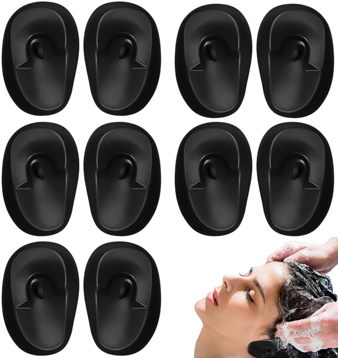 5 Paar- Kapper Oorbescherming - Oorbescherming volwassenen - Waterdichte Oorbeschermers voor Knippen - Haarverf en Permanent – Zwart - Herbruikbaar - Bescherming tegen Water Haarverf en Shampoo