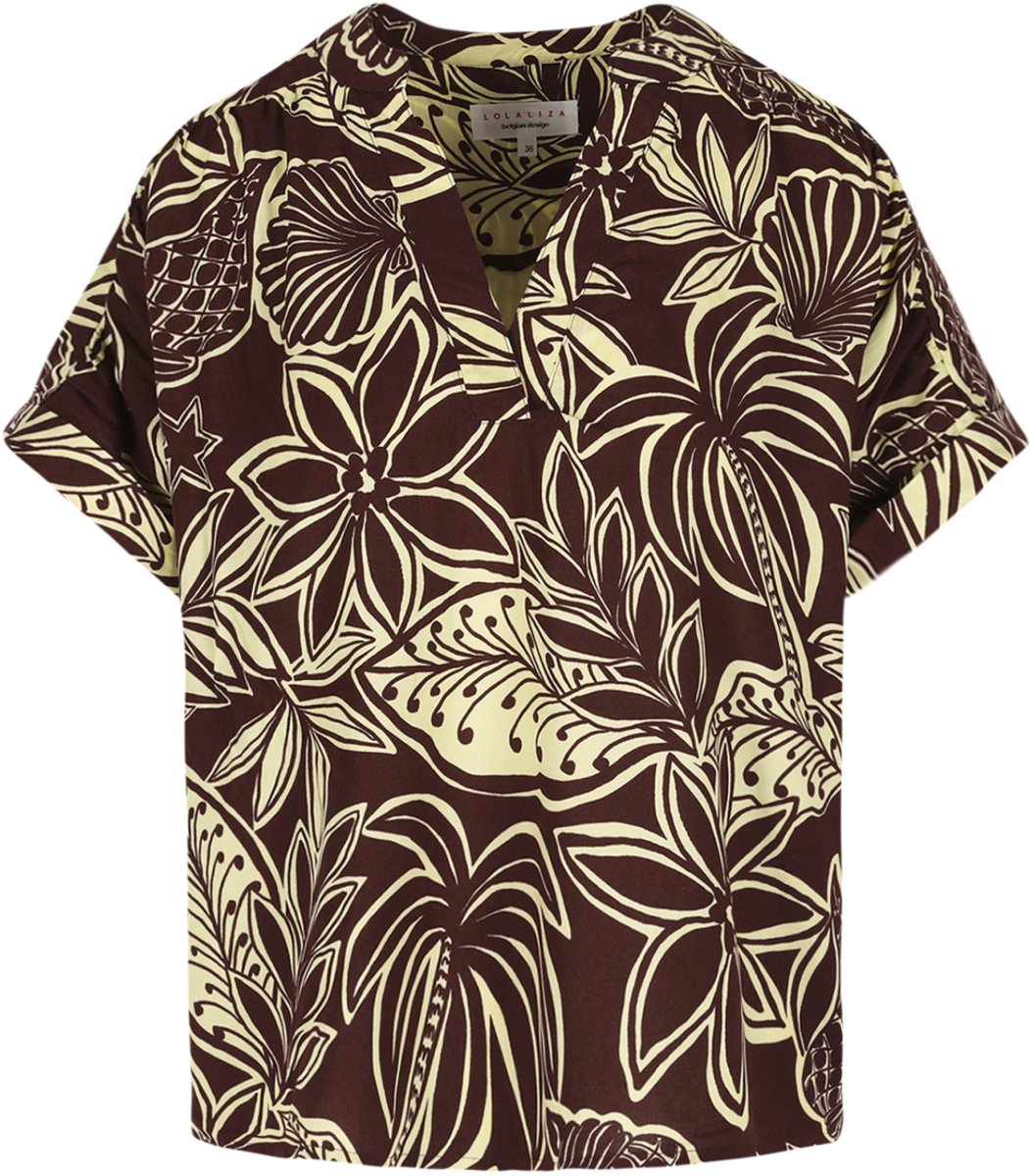LolaLiza Blouse C Jasmine 05702982 Choco/yellow Dames Maat - W34