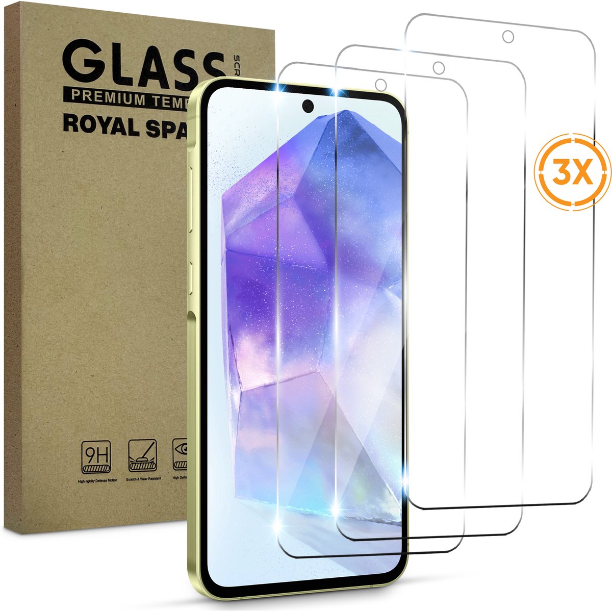 3 Stuks Screenprotector geschikt voor Samsung Galaxy A36 / A56 / A37 / S24 FE - Gehard Beschermglas - Tempered Glass Screen Cover