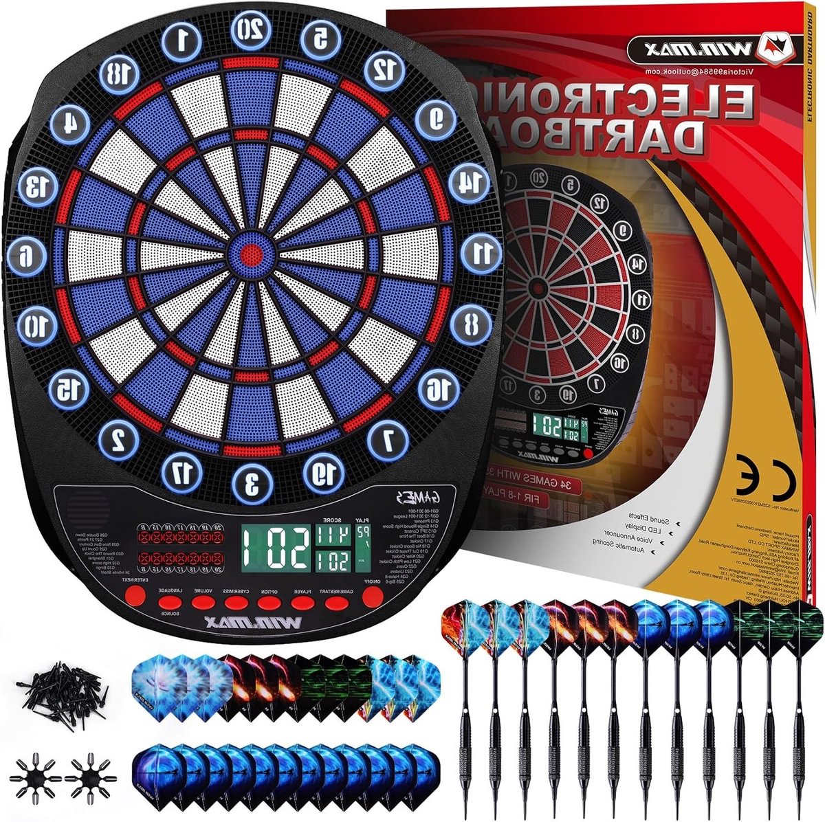Profi dartbord set met 34 spellen en 354 varianten in Duits, Engels en Frans voor uren speelplezier