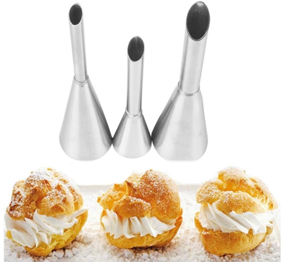 Dailygoods - Cream Puff Nozzles - Herbruikbare Roestvrijstalen Spuitmondjes - Lichtgewicht en Vaatwasmachinebestendig - Geassorteerde kleur - Perfect