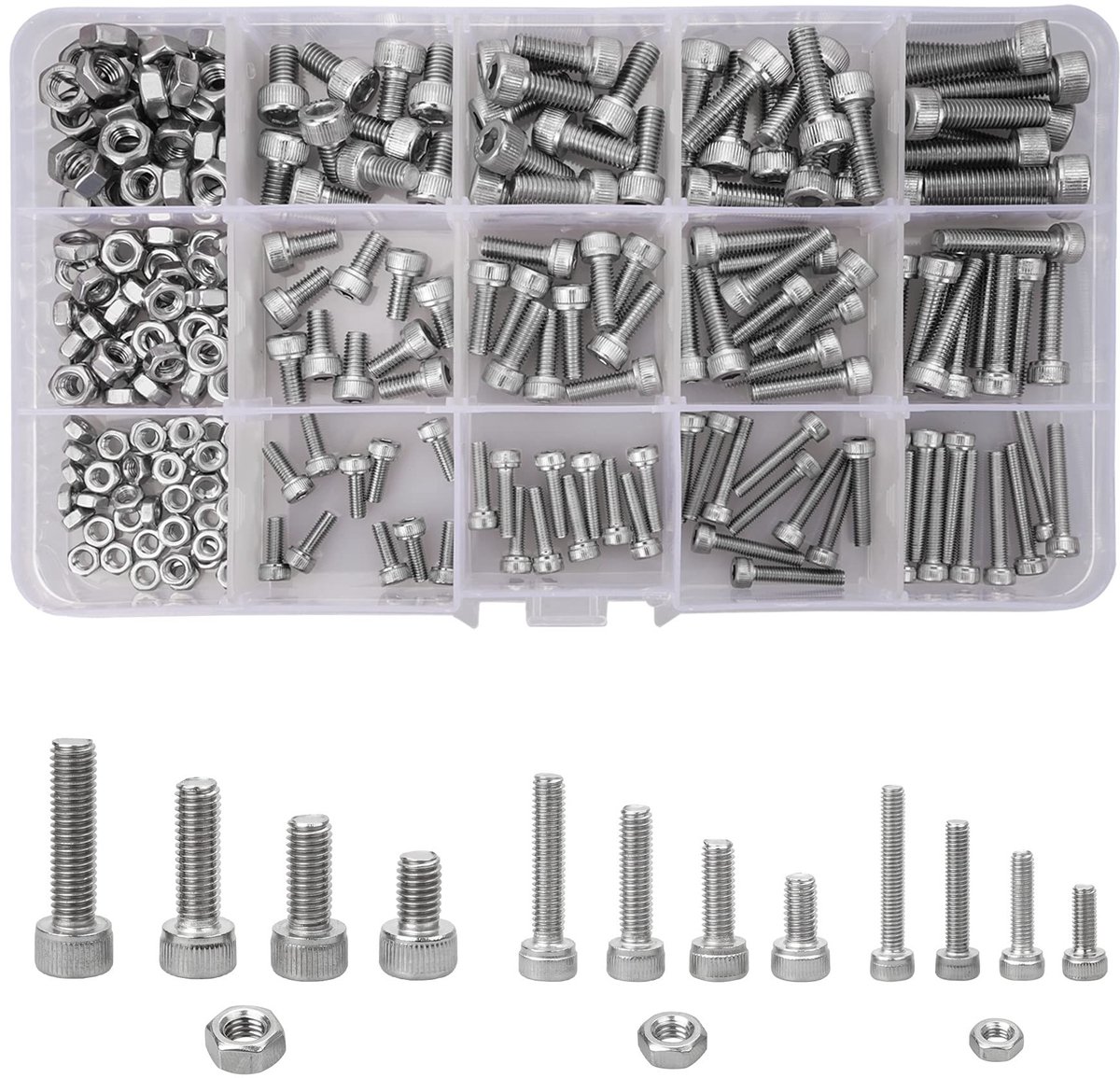 Dailygoods - Bouten en Moeren Set - Assortiment van 240 Stuks - Roestvrij Staal voor DIY - M3 M4 M5 - Geschikt voor Meubelreparatie