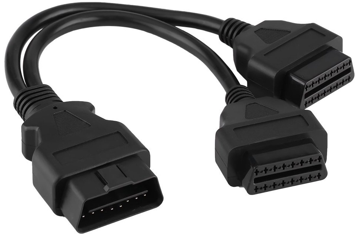 Dailygoods - OBD2 Splitter Adapter - 16 Pin ODB2 Kabel - Flexibel en Duurzaam - Geschikt voor Autodiagnostics - 2 Poorten - Ideaal voor Professionele