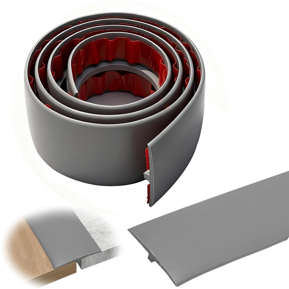 Transitionprofiel 1 m x 5 cm, zelfklevend PVC, T-profiel voor vloerovergang, hoogtecompens