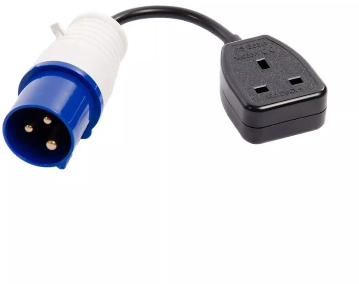 Smoakez - Drie-pins waterdichte stekker - 16 ampère adapter - Onmisbaar kampeeraccessoire - Compact formaat - Veilig en betrouwbaar - Geschikt voor...