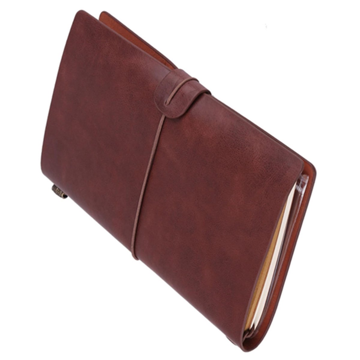 Vlemico - Leer Notitieboek - Refillable Journal - Vintage Design - 20,3 x 12 cm - Perfect voor Schrijven en Tekeningen - Geschikt voor Reizen - Ant...