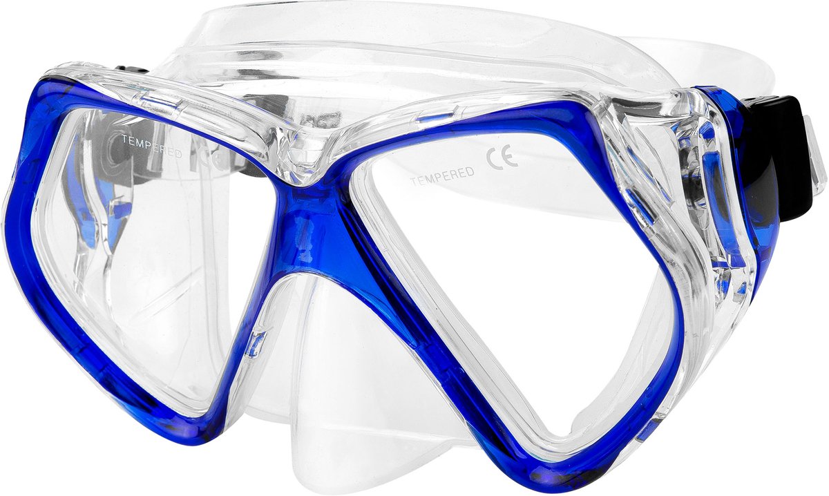 Spokey Piker Duikmasker - Blauw / Transparant - TG gehard glas - vloeibaar Siliconen