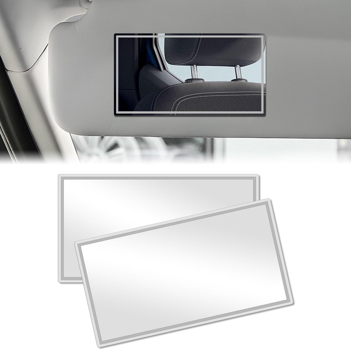Jhubersproducts - HD Make-up Zonneklep Spiegel - Zelfklevende Auto Spiegel - Universele Vanity - Compact Formaat - Geschikt voor Auto en SUV