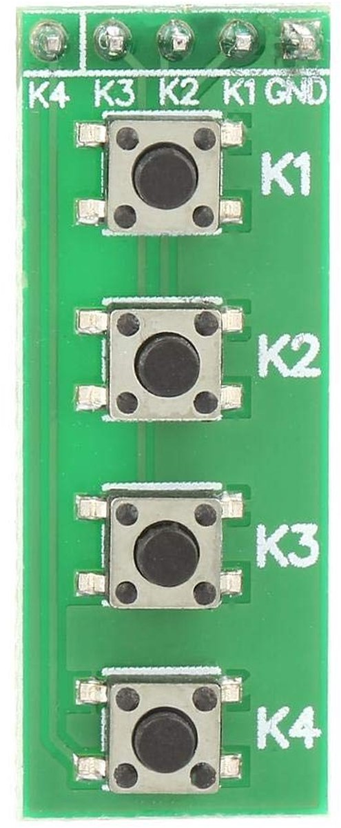 Dailygoods - Universele 4 Key Push Button Switch Module - DIY Kit - Compact - 4 Toetsen - Geschikt voor microcontrollers - Kleur zoals afgebeeld