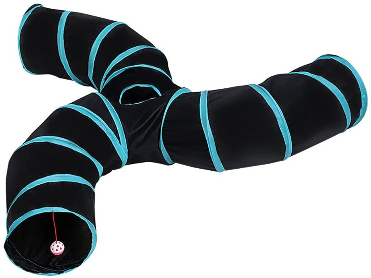 Cat Tunnel S-Type 3-weg Opvouwbaar Labyrint Speelgoed voor Kleine Dieren – Interactieve Tunnel voor Kittens, Puppy’s, Konijnen en Cavia’s met Hoes