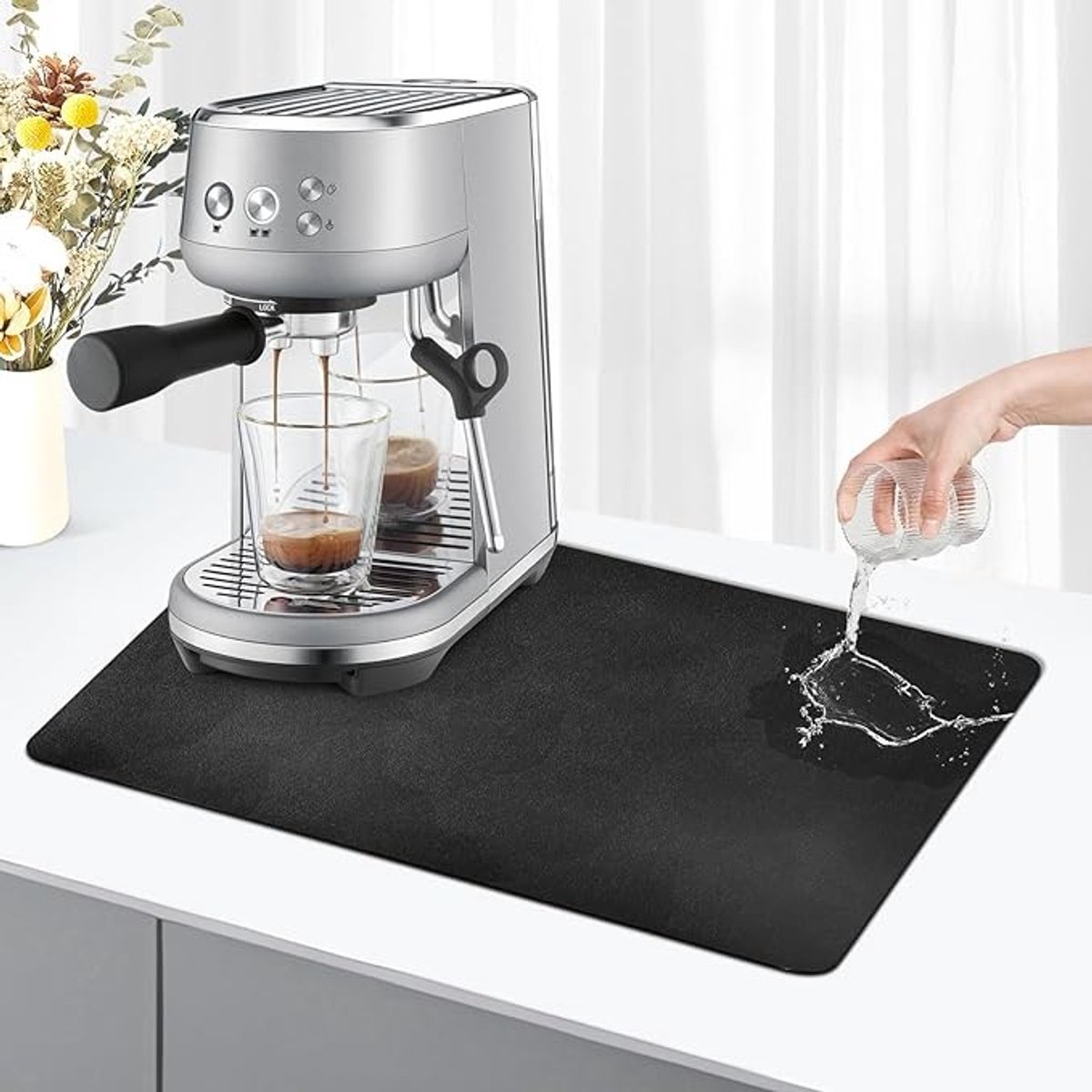 Afdruipmat voor koffiezetapparaat 30x40 cm - Absorberende droogmat zwart