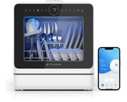 Flolife - Mini Vaatwasser Compact - - Slimme Aanrechtvaatwasser met App-bediening - 8 Wasprogramma’s - 360° Dubbele Spray - 5 Liter Watertank