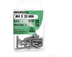 Deltafix inbusbout cilinderkop r.v.s. a2 m4 x 20 mm din 912 15 st.
