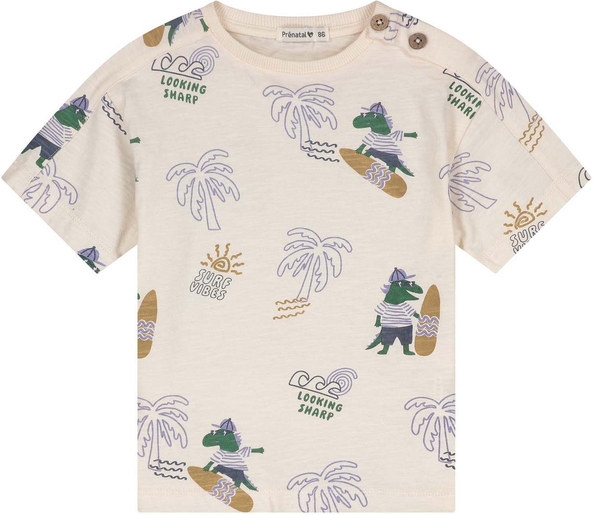 Prénatal peuter T-shirt - Jongens - Gebroken wit - Maat 104