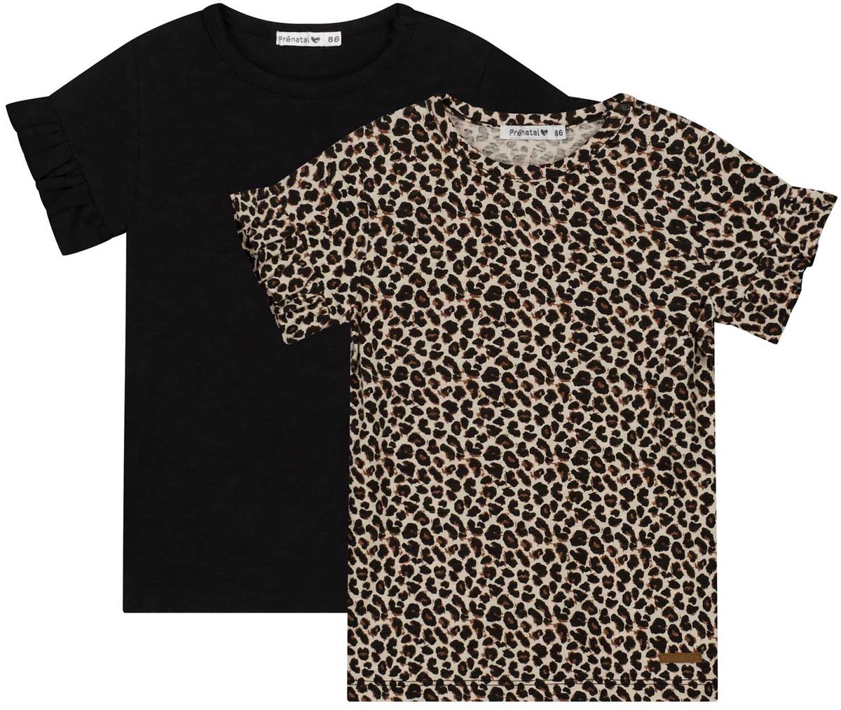 Prénatal peuter T-shirts 2 stuks - Meisjes - Zwart - Maat 104