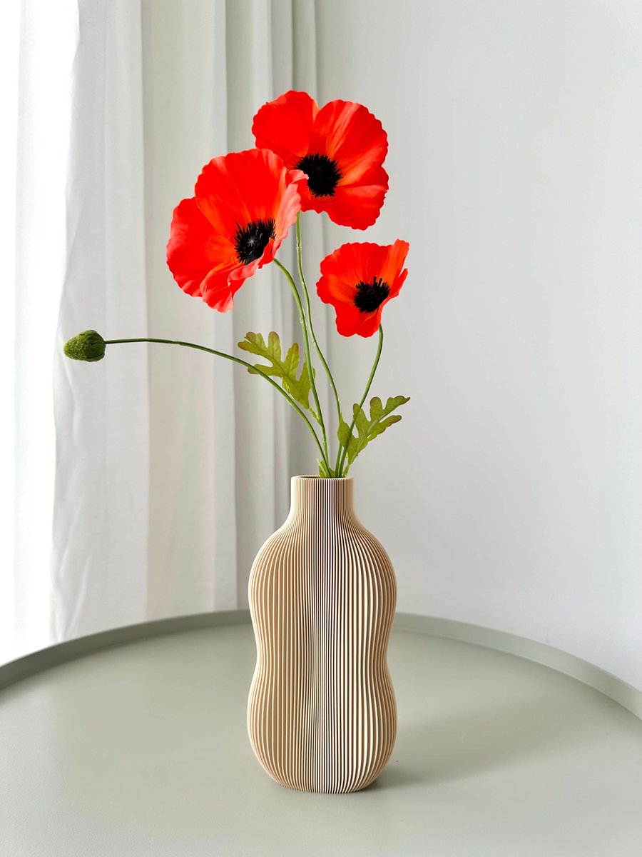 BABBIA Beige Vaas Binnen – Droogbloemen Vaas Woonkamer – Decoratieve Siervaas – Bouwbloemen – Woondecoratie Vaas Beige Minimalistisch – Siervaas Droogbloemen – Scandinavische Woondecoratie – Cadeau