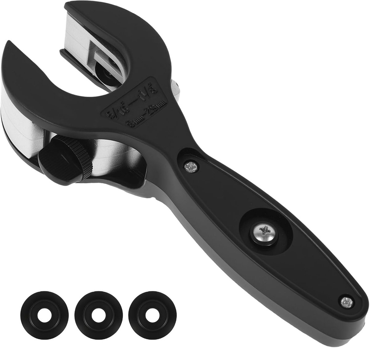 Ratelbuissnijder - Verstelbare koperen buissnijder van 5/16" tot 1-1/8", compacte buissnijder met 3 vervangende messen voor het snijden van koperen, PVC- en zachte metalen buizen.