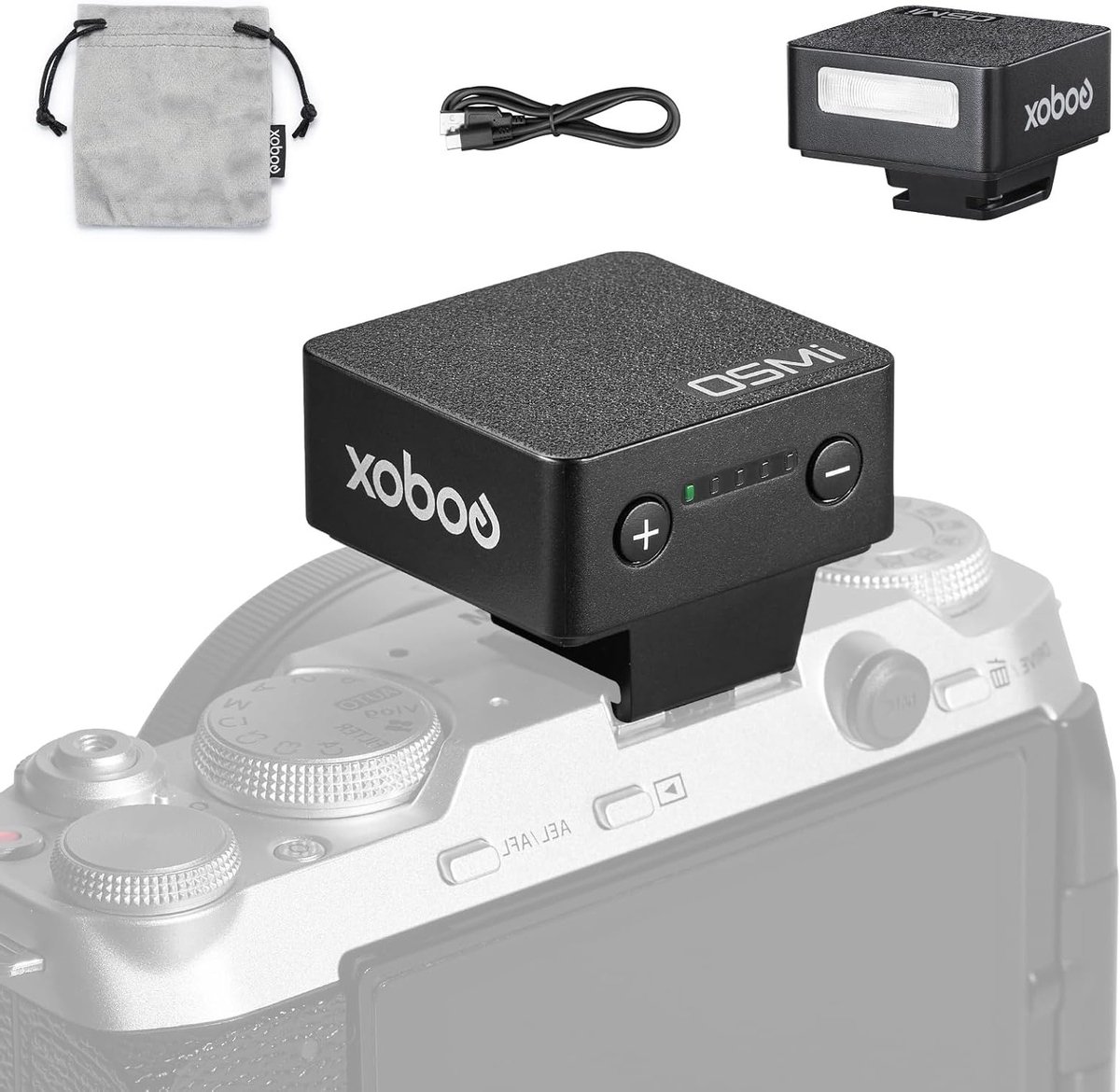 Mini Camera Flitser met 5 Niveaus Flitskracht, 6000K ± 200K en 440 Flitsen voor Canon, Sony, Nikon, Fuji en Olympus