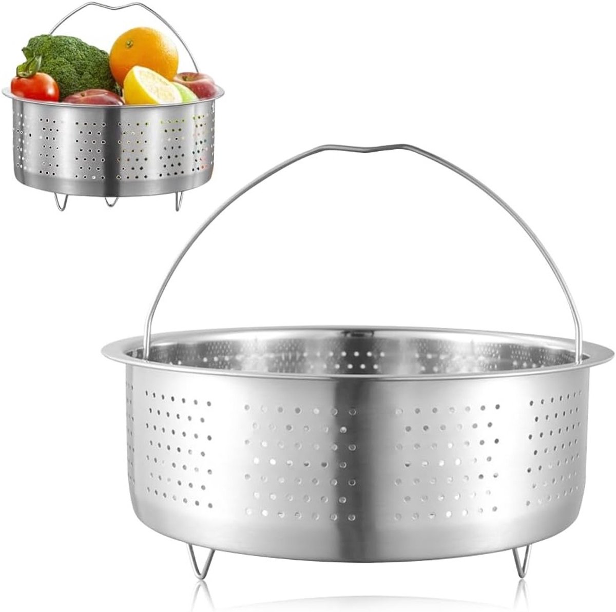 Stoominzet voor Pannen, RVS, 20 cm - Ideaal voor Groenten, Fruit en Eieren Stomen, Geschikt voor Kookpotten en Stoomkookers