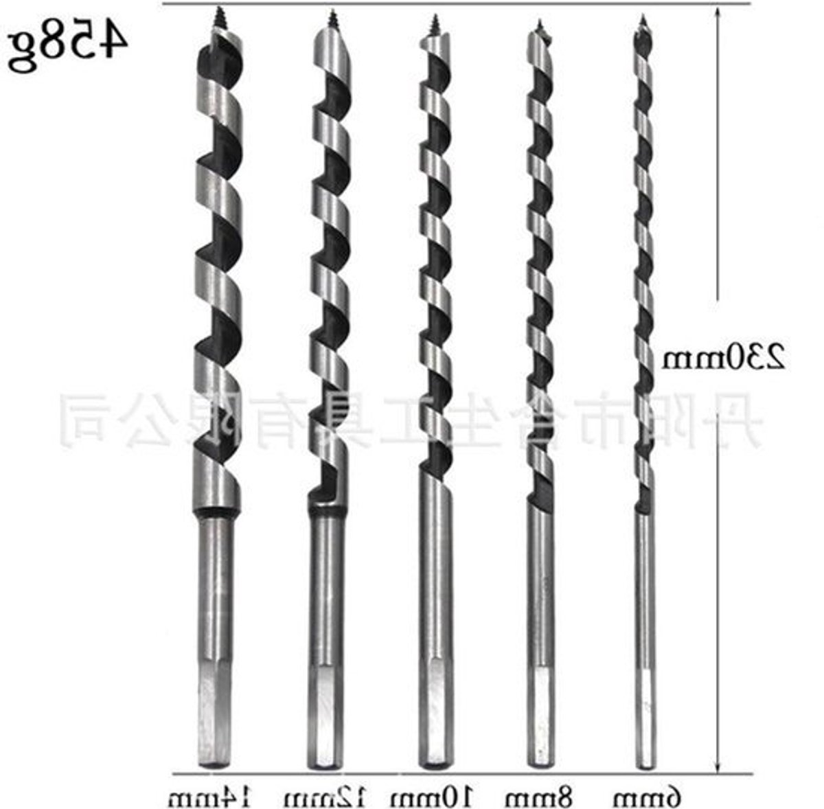 Houtboorset 23 cm lang - Slag- en slangenboorset met zeskantige schacht (6/8/10/12/14 mm)