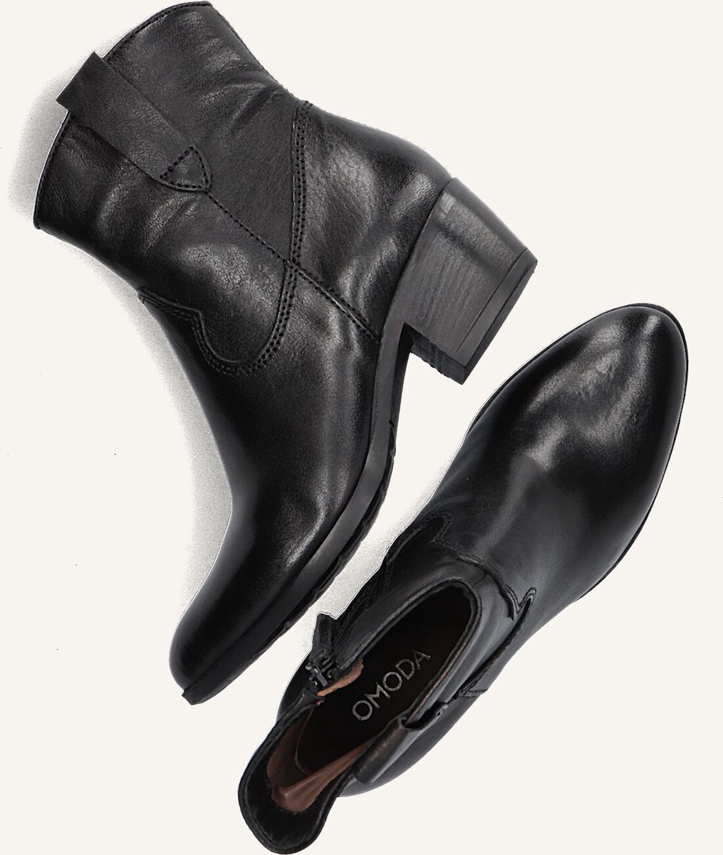Omoda Dallas Enkellaarsjes - Enkelboots met rits - Dames - Zwart - Maat 37