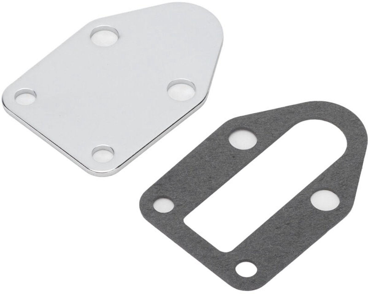 Brandstofpompafdekplaat, zonder gaten, roestvrij staal, geschikt voor Chevrolet small-block V8-motor uit 1955-2000.