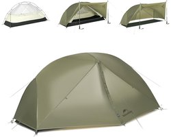 Naturehike Mongar PRO 1 – 1-persoons lichtgewicht tent – Incl. grondzeil – 20D 3000MM – 3-seizoenen koepeltent – Waterdichte trekkerstent & kampeertent – Grijs