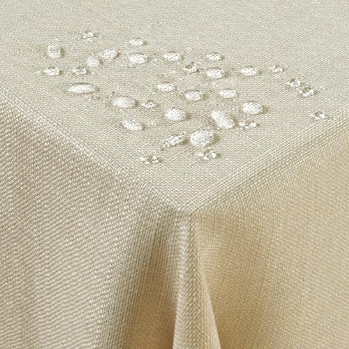 PromoHome Beige linnenlook tafelkleed - Waterdicht en wasbaar - 140x100 cm - Rechthoekig