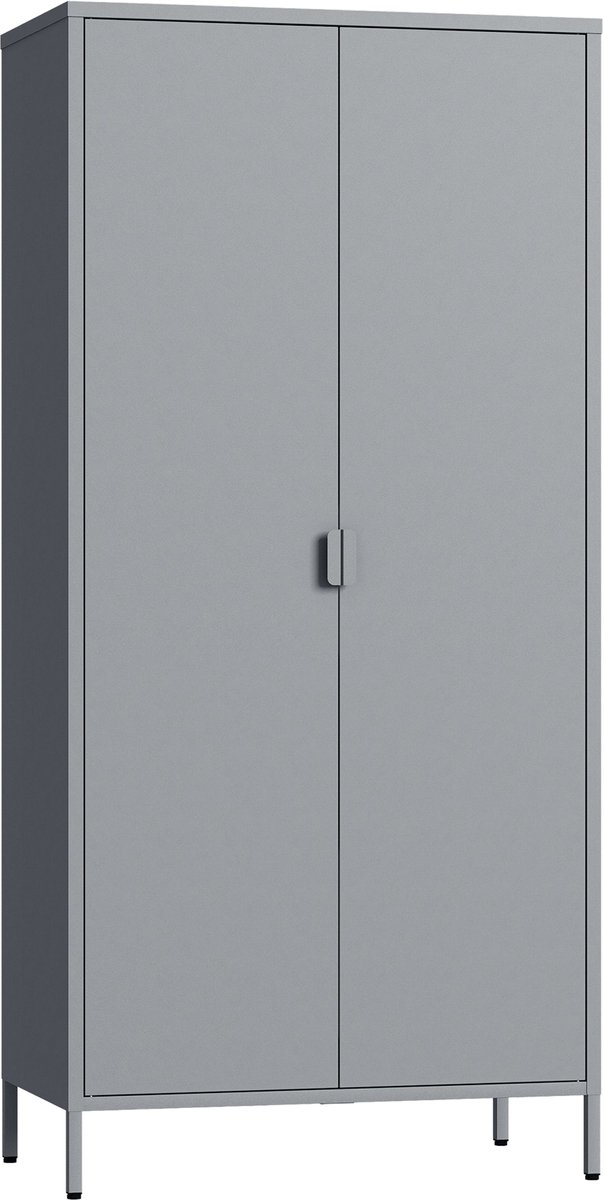 en.casa Kledingkast Esteli 2-deurs 170x80x45 cm grijs [en.casa]