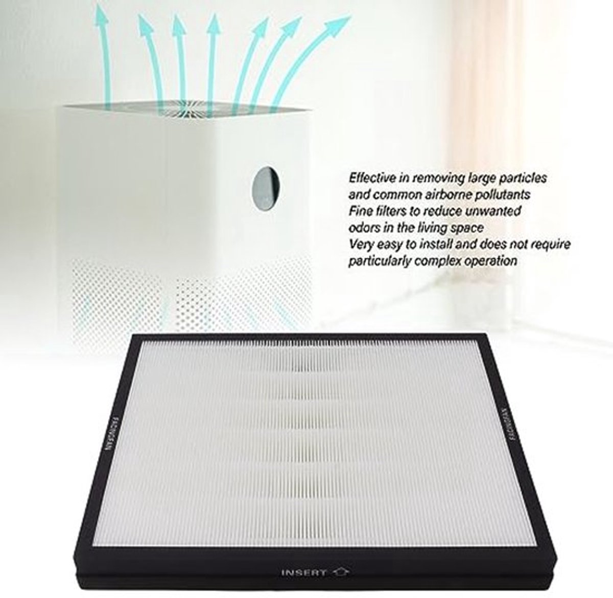 Vervangingsfilter voor 200 Series, HEPA-filter vervangingsdeeltje voor 200 Series, 201, 303, 203, 270 luchtreinigers, eenvoudige installatie, 17.7x14.2x2.0in, blauw, geheel — afbeelding 5