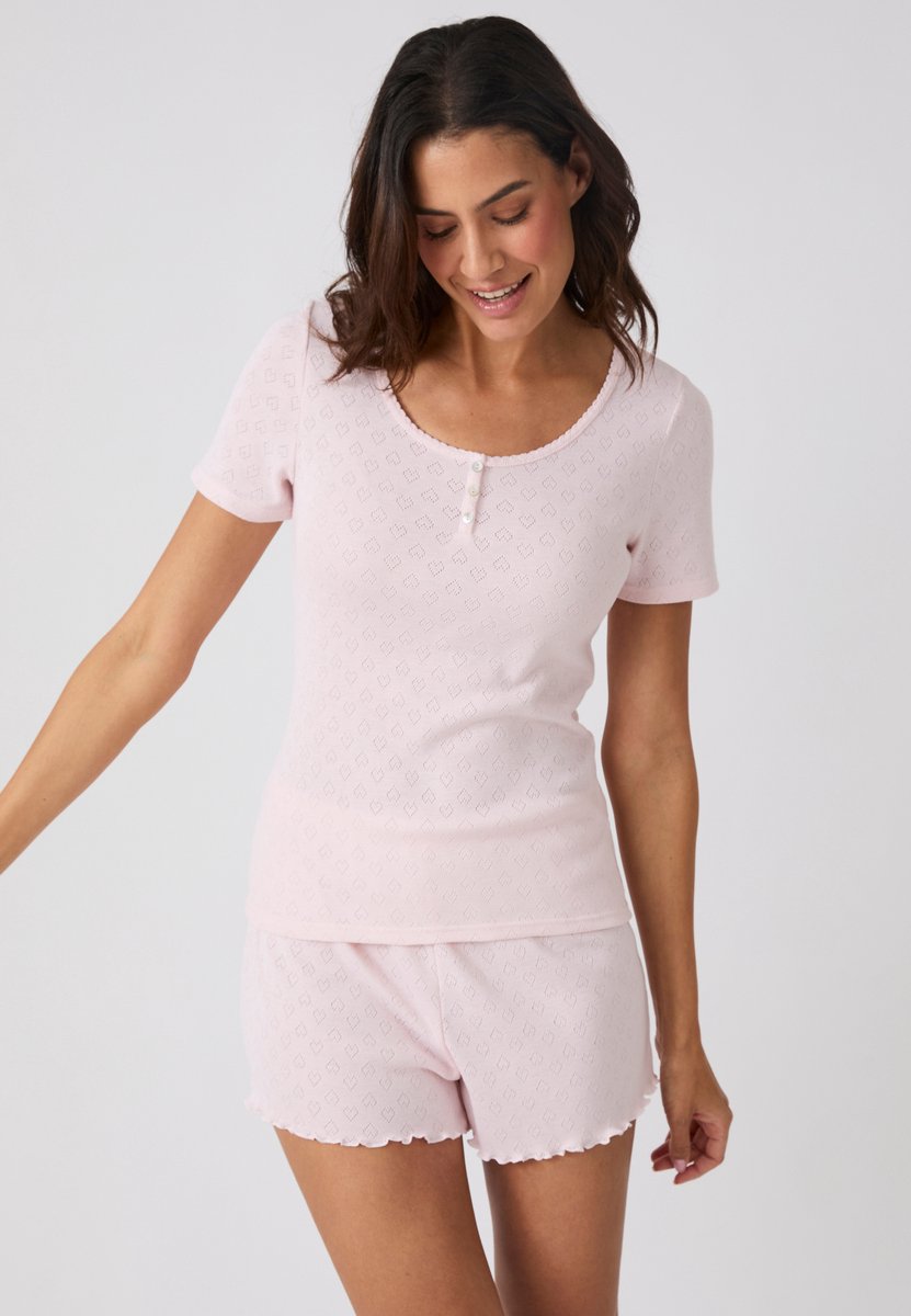 Damart - Petits Coeurs T-shirt met korte mouwen - beperkte editie - Dames - Roze - 42-44 (M)
