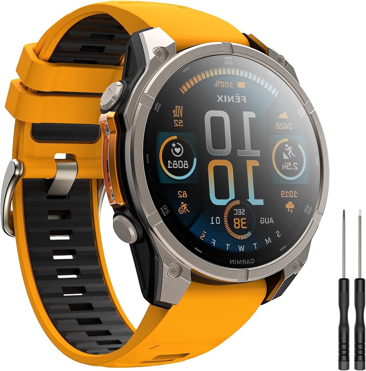26 mm quick-fit horlogeband voor Garmin Fenix 8, Epix Pro, Instinct 2x en meer, zachte siliconen, oranje kleur, comfortabel en duurzaam