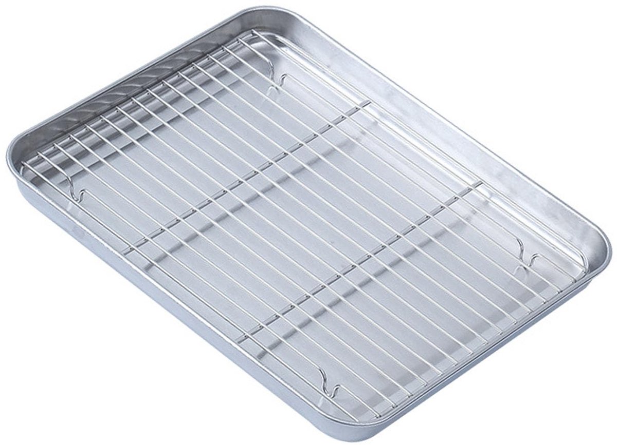 Zeynomax - Roestvrijstalen Bakplaat - Multifunctionele Bakplaat - Groot met rek - Bakvorm met Koelrek - Keukenaccessoire - Geschikt voor Bakliefhebber