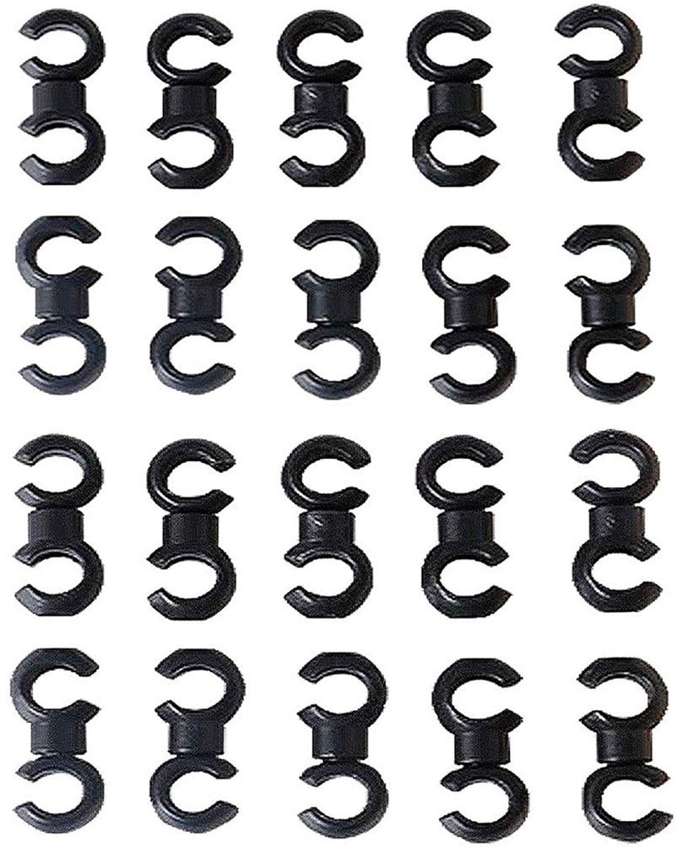 By shayne - Roterende S-Haak Clips - Bevestiging voor Fiets Kabels - Zwart - Handige Kabelhouder - Geschikt voor Rem en Schakelkabels