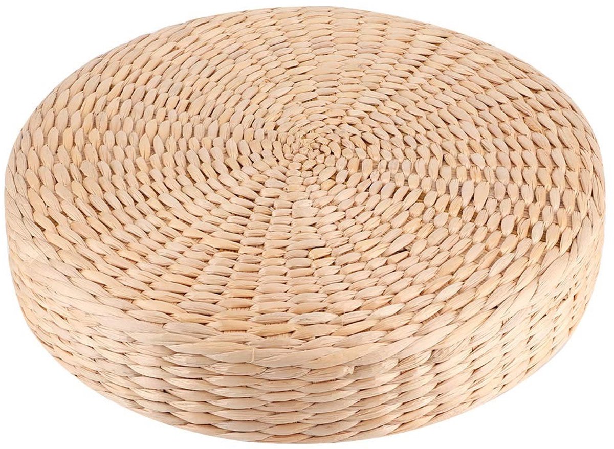 Smoakez - Vloer Kussen - Ronde Stoel Pad - Handgemaakt Stro - 30x30 cm - Comfortabel en Ademend - Geschikt voor Yoga en Meditatie