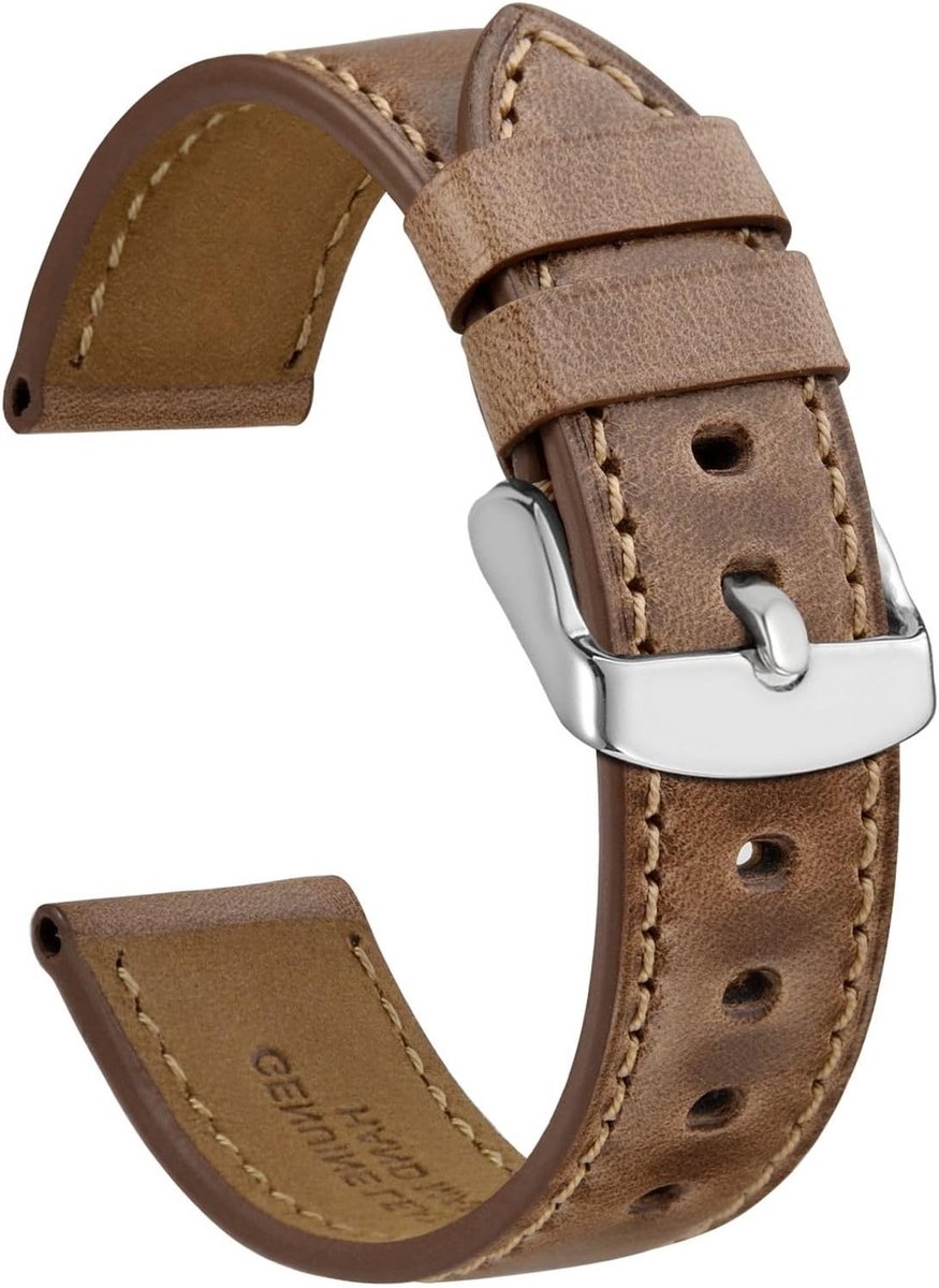 Leren Horlogeband 18mm 19mm 20mm 21mm 22mm 23mm 24mm, Vintage Kalfsleer, Stijlvolle Armband voor Mannen