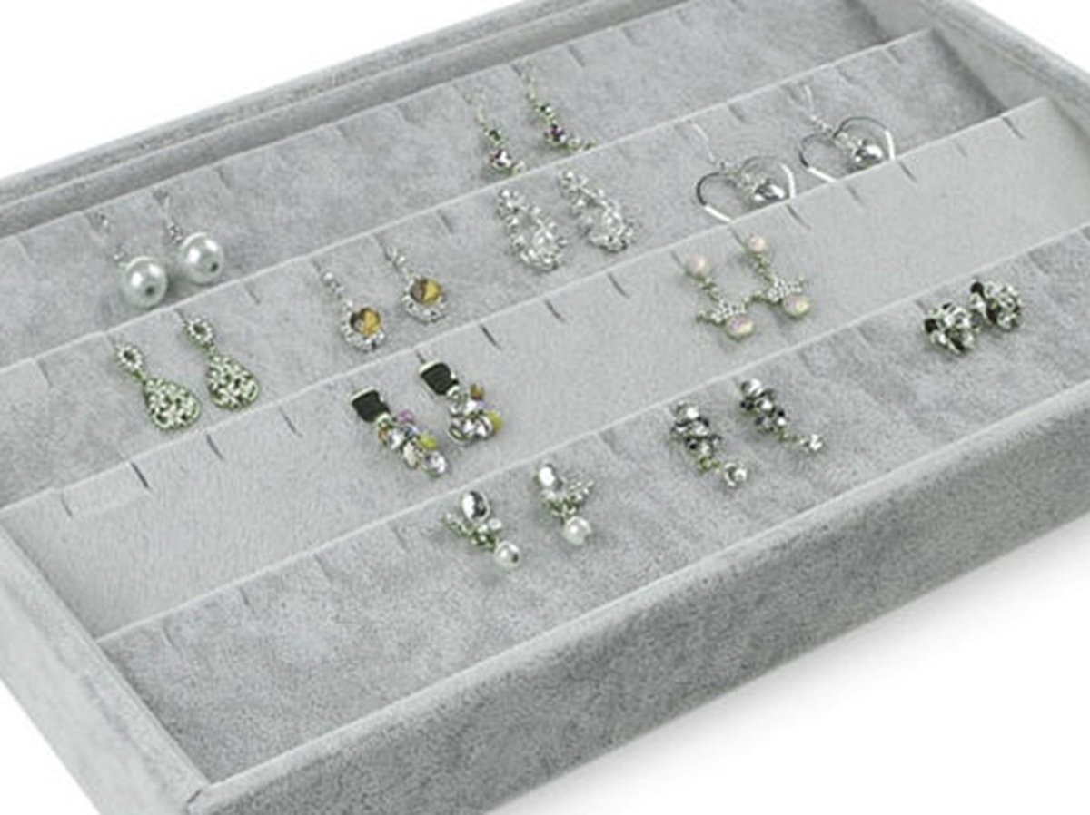 Smoakez - Sieradenopberging - Opbergdoos voor Sieraden - Grijs Velvet - Voor Kettingen - Ideale Opbergoplossing voor Ringen - Geschikt voor Armband...